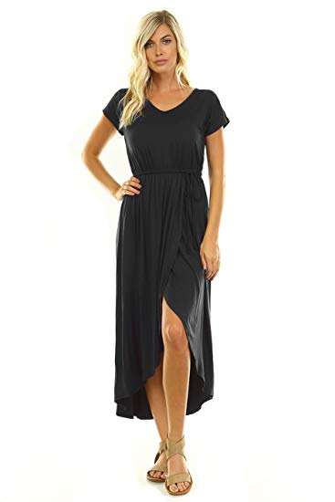 Women’s V-Neck Tulip Wrap Maxi Dress