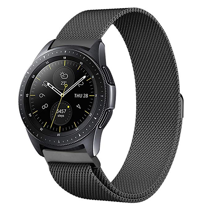 Koreda Compatible Samsung Galaxy Watch (42mm) Bands,20mm Milanese Strap Replacement Band Compatible Samsung Galaxy Watch SM-R810/SM-R815 /Gear Sport/Suunto 3 Fitness Smart Watch (Black, 20MM)
