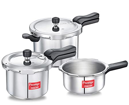 Prestige Svachh Aluminium 2 3 5 Litre Combo Cooker with Induction Base