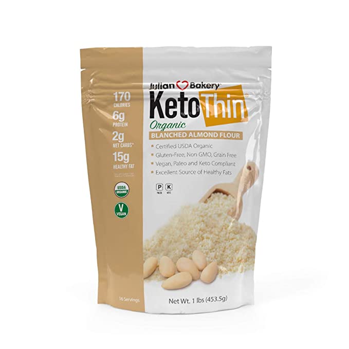 Julian Bakery Keto Thin Organic Blanched Almond Flour (3 lbs)(Low Carb)(Gluten-Free)(Grain-Free)(48 Servings Total)(3 Pack)
