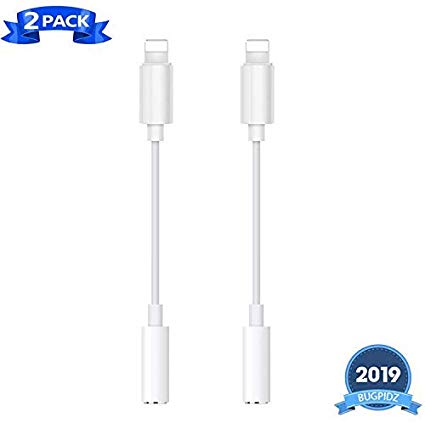 (2 Pack) Headphone Adapter for iPhone Adapter 3.5mm Jack Headset Connector Converter Headset Accessories Cable Audio Splitter Dispenser Compatible with iPhone7/7Plus /8/10 Plus/X/XR/XS/XS Max - White