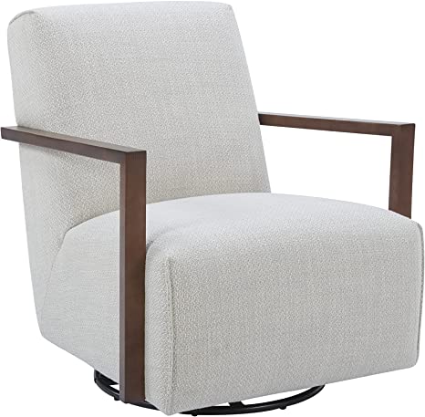 Amazon Brand – Rivet Contemporary Upholstered Glider Accent Chair with Wood Arms, 30.3"W, Stucco