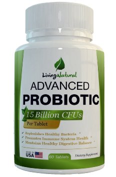 Advanced Probiotics Supplement for Healthy Digestion - Best Probiotic & Immune System Booster - BUY 3 SAVE 20% BUY 2 SAVE 10% - 60 Tablets Gluten and Dairy Free