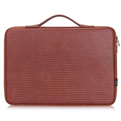 FYY 12"-13.3" [Waterproof Leather] [Solid Hard Shape] Laptop Sleeve Bag Case with Inner Tuck Net Fits All 12-13.3 Inches Laptops, Notebook, MacBook Air/Pro, Tablet, iPad Brown