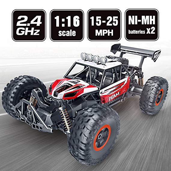 SPESXFUN RC Car 2018 Newest 2.4 GHz High Speed Remote Control Car 1/16 Scale Off Road RC Trucks with Two Rechargeable Batteries Racing Toy Car for Adults and Kids(Red)