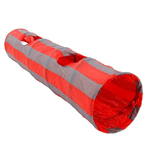 PAWZ Road Pet Toys Cat Tunnel Dog Tube Collapsible Cat Teaser Hide and See Pipe Red and Grey