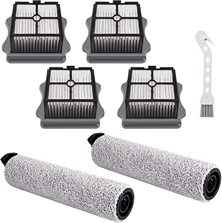 LesinaVac Replacement Brush Roller and Vacuum Filter Compatible with iFloor 3 and iFloor One S3 Cordless Wet Dry Vacuum Cleaner (2 Brush Roller 4 Filters)