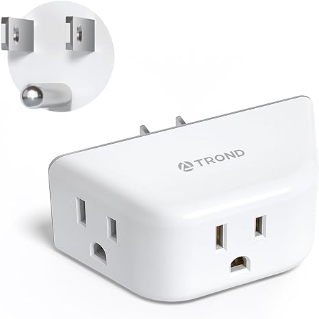 TROND Outlet Extender, 3-Prong Grounded Wall Outlet Splitter, 3 Way Outlet Wall Adapter, Cruise Ship Essentials, Multi Plug Outlet with 3 Electrical Outlets for Bathroom, Kitchen, White