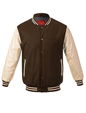 JD Apparel Men's Two-Tone Premium Varsity Baseball Jacket