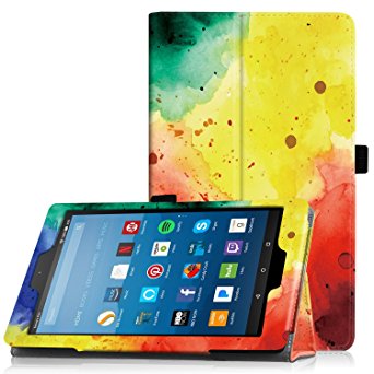 Famavala Folio Case Cover with Auto Wake/Sleep Feature for 8" Fire HD 8 Tablet [7th Generation 2017 / 6th Generation 2016] 8-Inch Tablet (Rainbow)