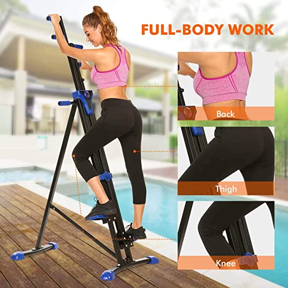 Vertical Climber Folding 2 in 1 Climbing Stepper Home Gym Exercise Machine Exercise Bike for Home Body Trainer Stepper Cardio Workout Training(US Stock)