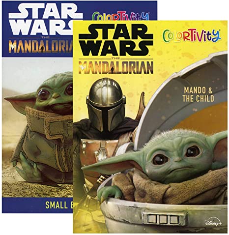 The Mandalorian and Child (Baby Yoda) Coloring & Activity 2 Titles, Disney Starwars Doodles Book, Learning Drawing Coloring, Gift for Kids Toddler Activity at Classroom Home, 80 Pages, 2-Pack