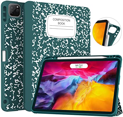 Soke New iPad Pro 11 Case 2020 & 2018 with Pencil Holder - [Full Body Protection   Apple Pencil Charging   Auto Wake/Sleep], Soft TPU Back Cover for 2020 iPad Pro 11 inch(Book Teal)