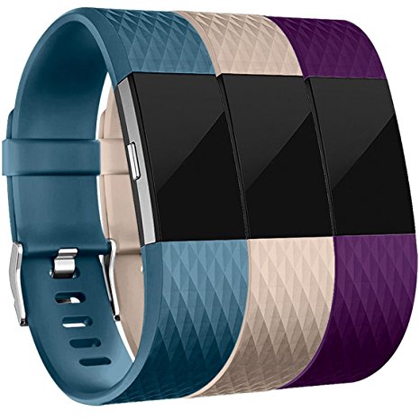 For Fitbit Charge 2 Bands(3 Pack), Maledan Replacement Accessory Wristbands for Fitbit Charge 2 HR, Large Small