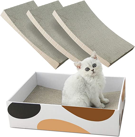 MSBC Big Cat Scratcher Lounge, Corrugated Cardboard Cat Scratcher House with Hole, Large Scratching Lounger Sofa Bed, Cat Scratching Pad for Indoor Cats as Furniture Protector, Cat Training Toy