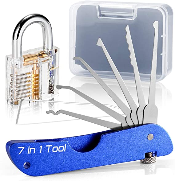 7-1 Lock Stainless Steel Set, Multitool Lock Set for Gift (Lock Included)