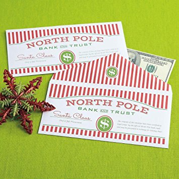 North Pole Holiday Money Envelopes - Set of 8 Christmas Cash Envelopes - Simply slide in money, sign & your gift is ready!