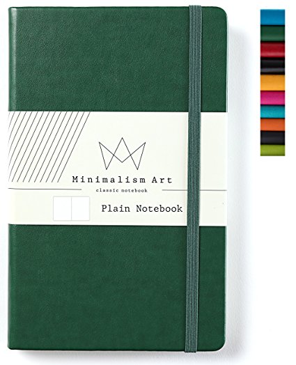 Minimalism Art | Classic Notebook Journal, Size: 5" X 8.3", A5, Green, Plain/Blank Page, 240 Pages, Hard Cover/Fine PU Leather, Inner Pocket, Quality Paper - 80gsm | Designed in San Francisco