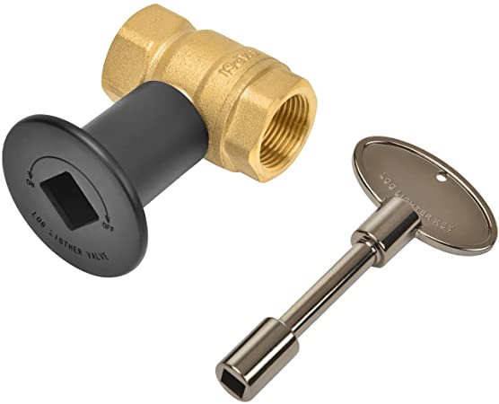 Skyflame 3/4 Inch Straight Gas Key Valve Kit for Fire Pit Fireplace with Flat Black Flange, and 3 Inches Universal Key