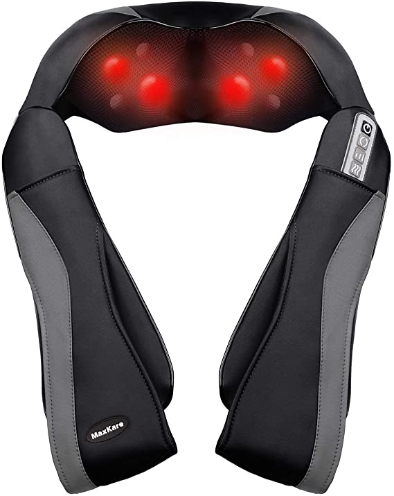 MaxKare Shiatsu Neck Shoulder Massager Electric Back Massage with Heat Deep Kneading Tissue Massage for Muscles Pain Relief Relax in Car Office and Home