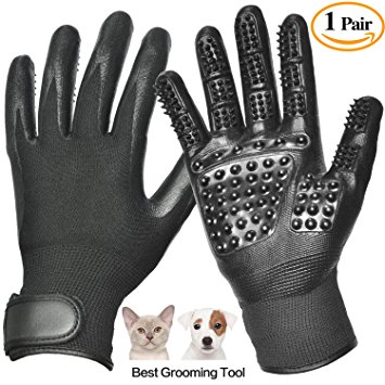 Pet Grooming Glove, Pet Hair Glove Remover Mitt Gentle De-shedding Brush Glove, Five Finger Comb Glove Pet Massage Mitt, Bathing Shedding Massage Tool for Long or Short Hair Dogs, Cats, Horses-1 Pair