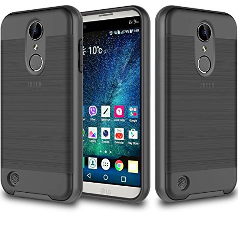 LG Aristo Case, LG K8 (2017) Case, LG LV3 Case, JATEN Minimalistic Design Hybrid Dual Layer [Slim Fit] Smooth Hard Cover with TPU Skin Case   Stylus Pen (Black/Black)