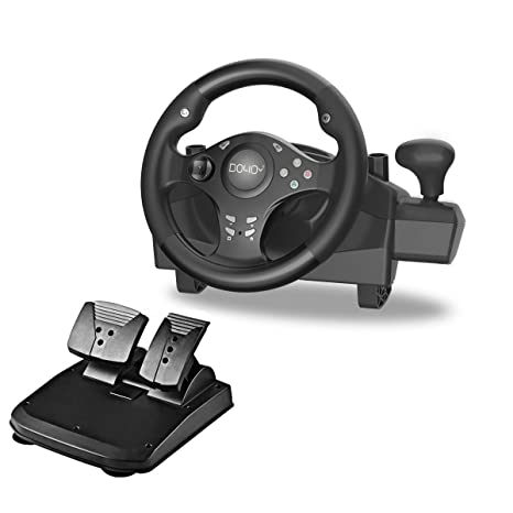 DOYO 270 Degree Motor Vibration Driving Gaming Racing Wheel with Responsive Gear and Pedals for PC/PS3/NIntendo Switch/TV BOX