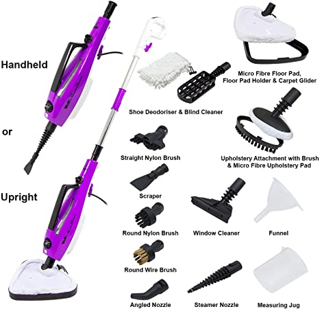 WOLF Pro 1500w Steam Cleaner Mop 14-in-1 Hand Held Steamer for Floors, Garments & More   Accessories