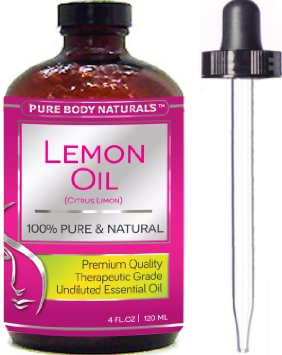Pure Body Naturals Therapeutic Grade Undiluted Essential Lemon Oil 4 fl oz