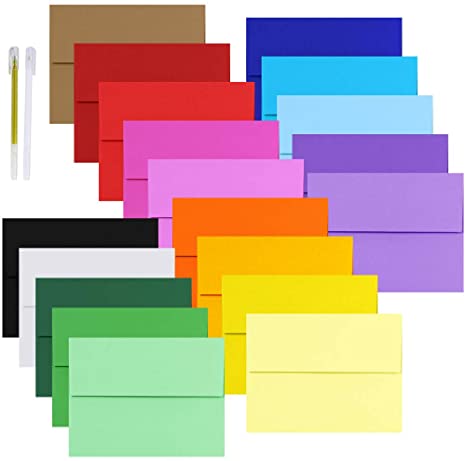 95 Pcs 19 Colors A2 Invitation Envelopes Self Seal A2 Greeting Cards Envelopes RSVP Return Envelopes Square Flap Envelopes Bulk for Wedding Baby Shower Party Invitations Announcement Thank You Cards