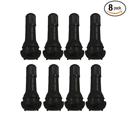 ABN Snap-in Standard Length Black Rubber Valve Stem (TR413) 8-Pack for Tubeless 0.453in 11.5mm Rim Holes on Vehicles