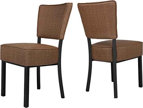 LUCKYERMORE Kitchen Dining Room Chairs Set of 2, Modern PU Leather Side Chairs with Soft Cushion for Living Room Bedroom, Vinyl Coffee