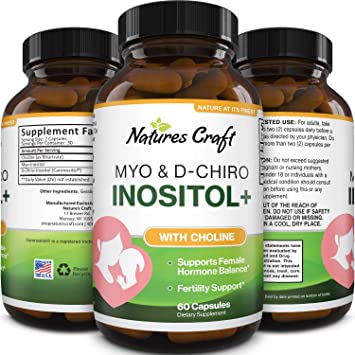 Myo Inositol and D Chiro Inositol - Myoinositol D Chiro and Choline Inositol 1000mg for Cycle support Brain Boost Mood Support Female Hormone Balance Liver Health Fertility support with Brain Vitamins