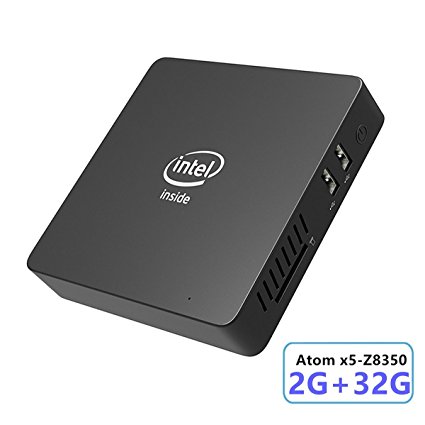 Z83-W Mini PC, Intel Atom x5-Z8350 Processor (2M Cache, up to 1.92 GHz)4K/2GB/32GB 1000Mbps LAN 2.4/5.8G Dual Band WiFi BT 4.0 with HDMI and VGA Ports, Fanless Computer Support Windows 10