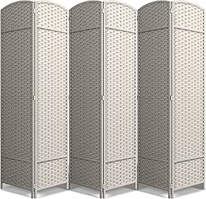 Sorbus 6 Panel Room Divider 6 ft. Tall - Privacy Screen, Extra Wide Double Hinged Panels, Mesh Hand-Woven Design, Partition Room Dividers and Folding Privacy Screens, Wall Divider for Room Separation