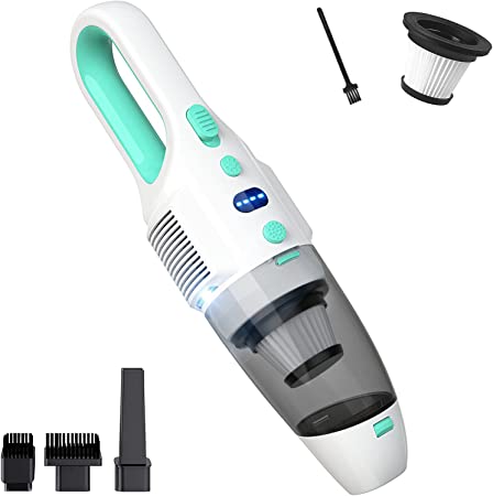 Handheld Vacuum Cordless - Rechargeable Held Held Vacuum, Lightweight at 1.5 Pounds with Powerful Suction, Portable Mini Hand Vacuum with 3 Versatile Attachments & Cleaning Brush, Mint