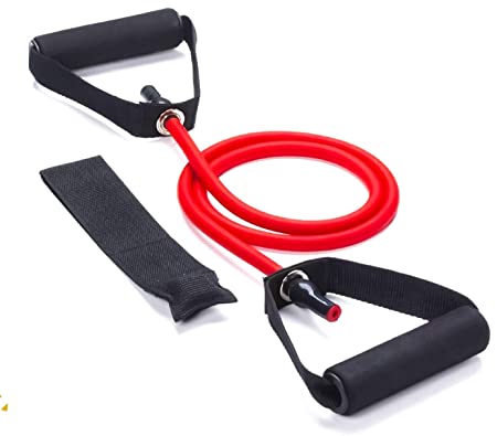 Bulfyss Resistance Tube Exercise Bands for Stretching, Workout, and Toning for Men, and Women with Additional Door Anchor (30-35 lbs) - Random Colour ,Rubber
