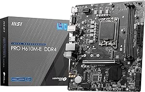 MSI PRO H610M-E DDR4 Motherboard, Micro-ATX - Supports Intel 12th Gen Core Processors, LGA 1700 - 2 x DIMMs (3200MHz), 1x PCIe 4.0 x16 slot, 1 x M.2 Gen3, USB 3.2 Gen1, 1G LAN, HDMI 1.4 & VGA