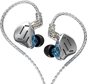 KZ Zax Metal Headphone 7BA 1DD Hybrid 16 Drivers HiFi Bass Earbuds in Ear Monitor Headphones Sport Noise Cancelling Earphones(No mic,Silver)