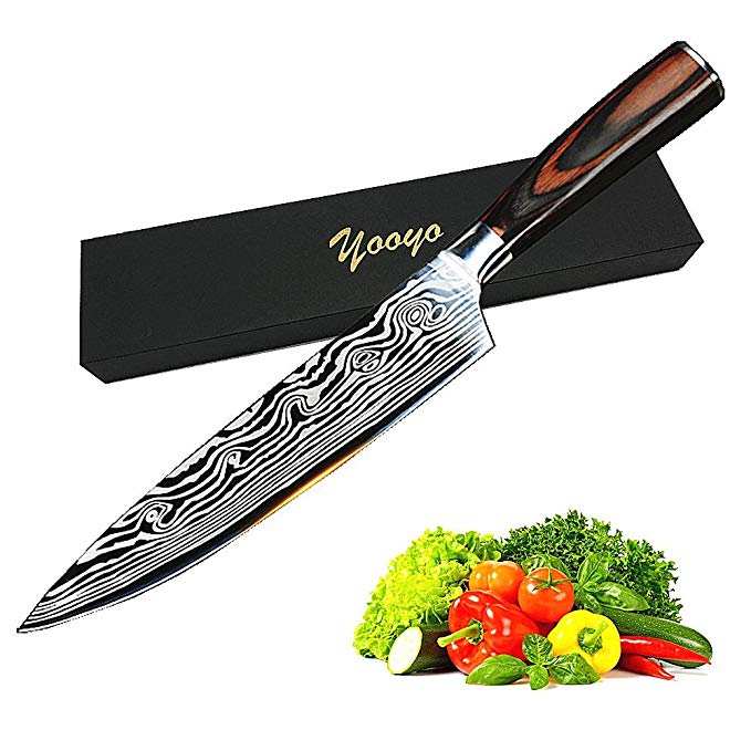 Chef Knife, YOOYO 8 Inch Professional Damascus Chef Knife Japanese 7Cr17 Super Steel 67 Layer High Carbon Stainless Steel Kitchen Sharp Chef Knife with Gift Box