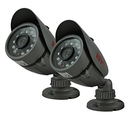 REVO America RCBS12-2BNDL 600TVL Indoor/Outdoor Bullet Surveillance Cameras with 33-Feet Night Vision (2-Pack)