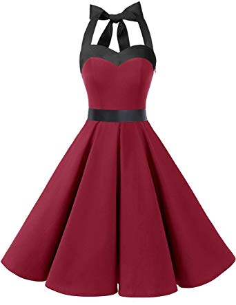 DRESSTELLS 50s Retro Halter Rockabilly Bridesmaid Audrey Dress Cocktail Dress