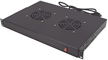 CNAweb 1U Dual Fan Rack Mount Cabinet Server Fan Unit Cooling System 110V - Black