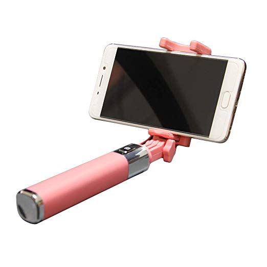 Selfie Stick,Dupad Story Universal 3.5mm Selfie Stick [No Bluetooth] Extendable Monopod Wired with HD Rearview Mirror for iPhone 6s 6 Plus 5s 5 Android Samsung Galaxy S7 Edge/S4 Smart Phones(Pink)
