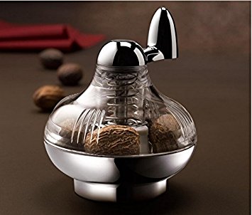 Nutmeg Grinder, PUGO TOP Rotary Manual Spice Mill Grinding Bottle/Acrylic and Stainless Steel Spice Grinder
