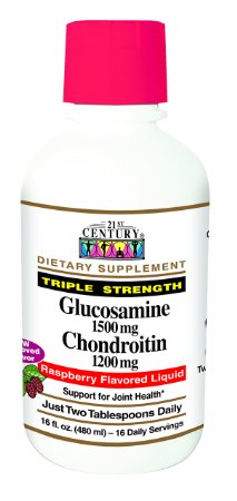21st Century Health Care, Glucosamine 1500 mg Chondroitin 1200 mg, Raspberry Flavored Liquid, 16 fl oz (480 ml)
