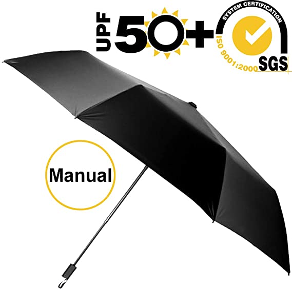 ABCCANOPY Umbrella Compact Rain&Wind Teflon Repellent Umbrellas Sun Protection with Black Glue Anti UV Coating Travel Auto Folding Umbrella, Blocking UV 99.98%