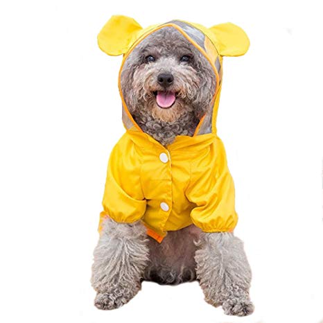 ccypet Small Dog Raincoat Poncho Water Proof Clothes with Hood Lightweight Rain Jacket