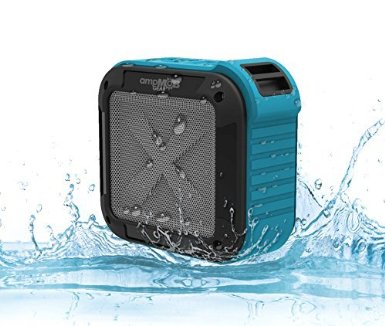 Waterproof Bluetooth Speaker: Mini Portable Wireless Shower Radio: Water-Resistant, Shock Proof, Indoor Outdoor: Compatible with iPhone, iPod, Android and Samsung Phones: By ampmob gear (Blue)