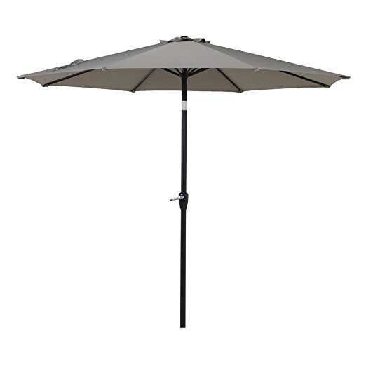 Grand Patio Outdoor Market Umbrella with Push Button Tilt and Crank, Patio Umbrella, 10 Ft, Grey